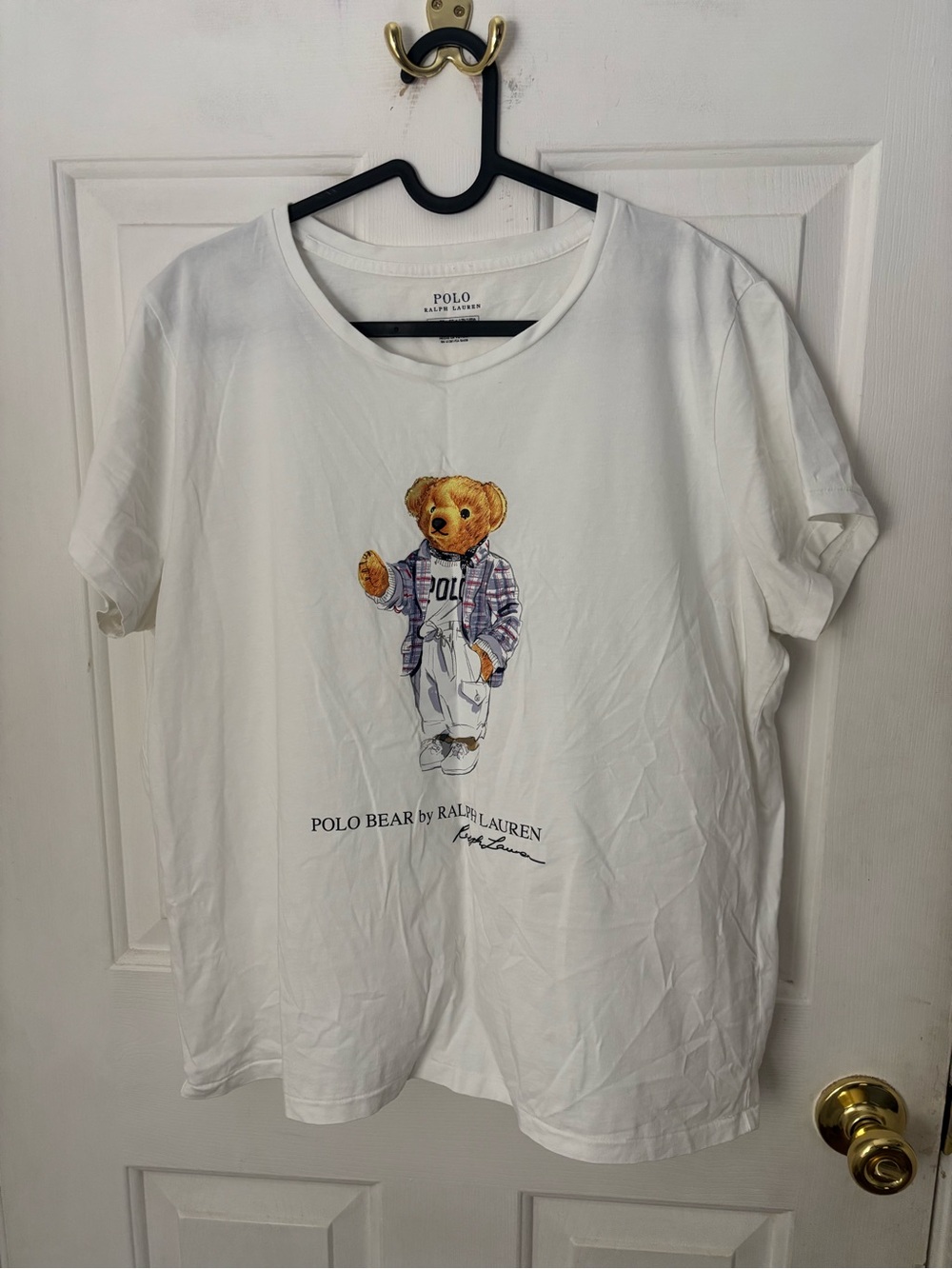 Ralph Lauren White Polo Bear Graphic Tee with Multicolor Bear